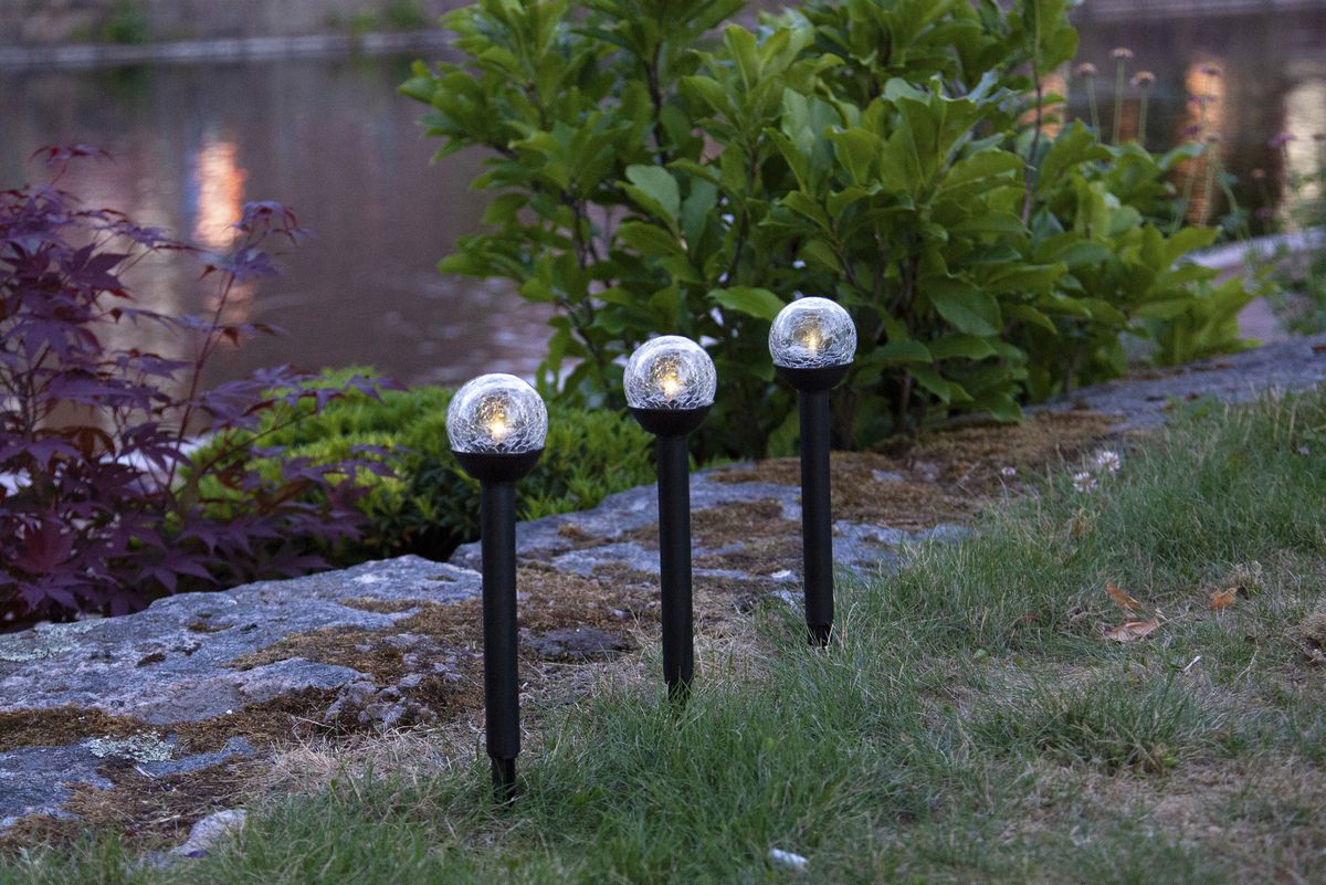 Solar Poller-Leuchte 3 Pack Roma - Schwarz, Lichtfarbe Warmweiss