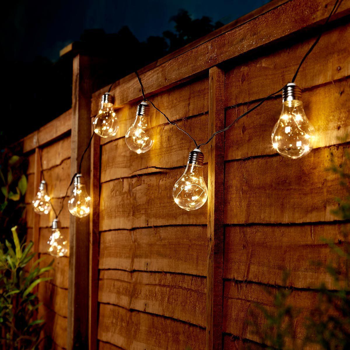 Solarlichterkette Vintage - warmweiss, transparent, 10-teilig