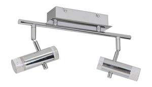 LED Deckenleuchte Garda (2er Spot) - 9W, 650lm, 3000K, IP20, chrom, nicht dimmbar, L=340mm, B=80mm, H=180mm