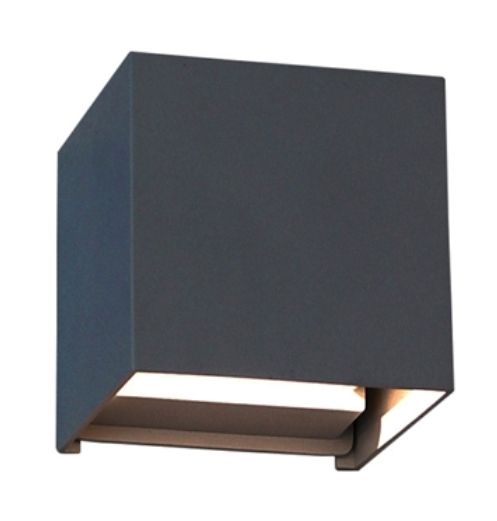 LED Wandanbauleuchte CUBE Up/Down - 6W, 2x300lm, 3000K, IP54, CRI 80, 2x8-80° (verstel.), anthrazit, nicht dim., L=102mm, B=100, H=100mm