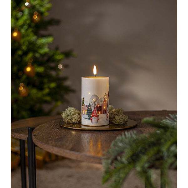 LED Pillar Kerze Flamme Winterland - Indoor, 15 cm Höhe,Timerfunktion