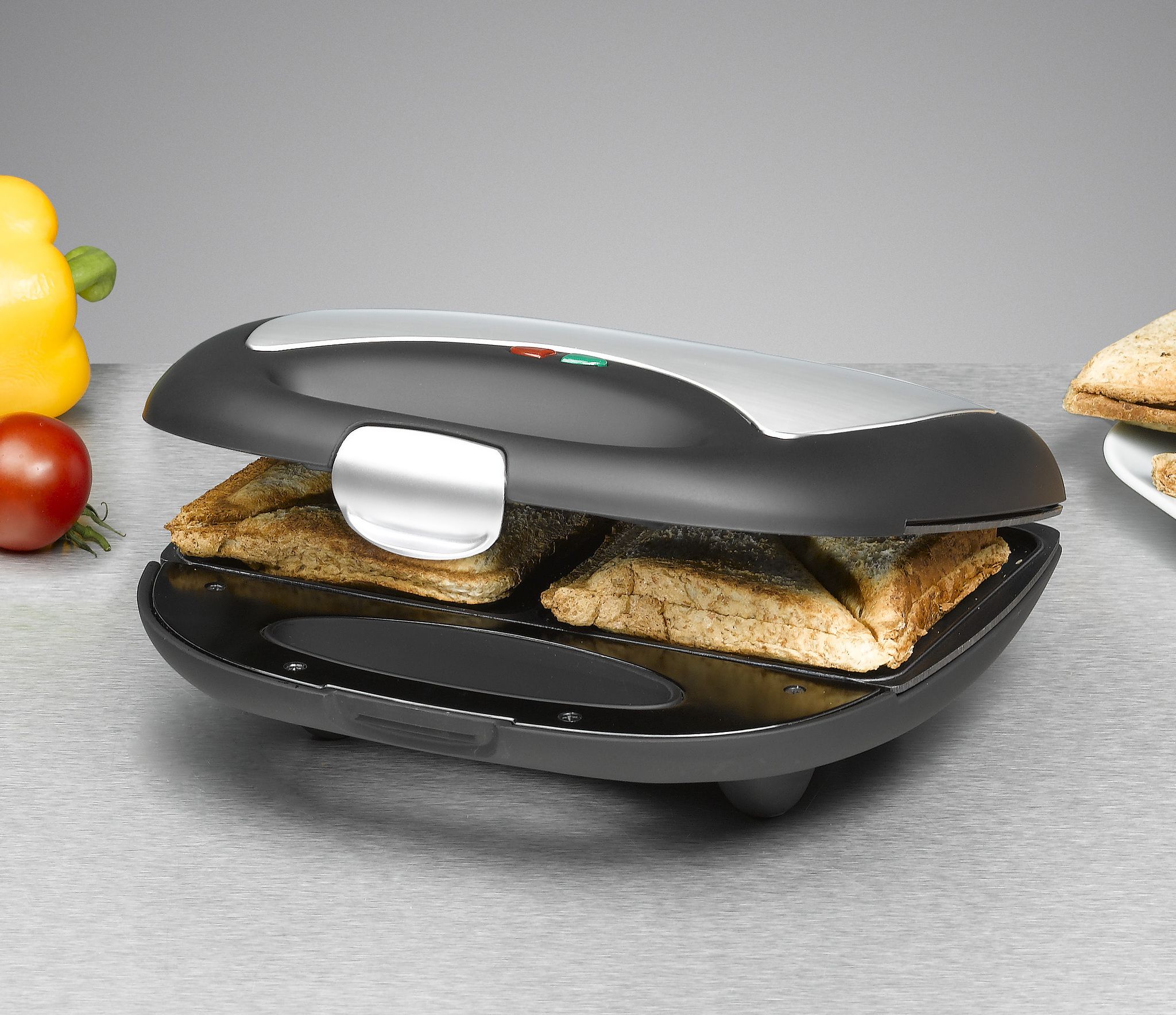 Sandwich Maker "divertimento per 2" ST 710 - Sandwich Maker , Edelstahl/schwarz, 700W