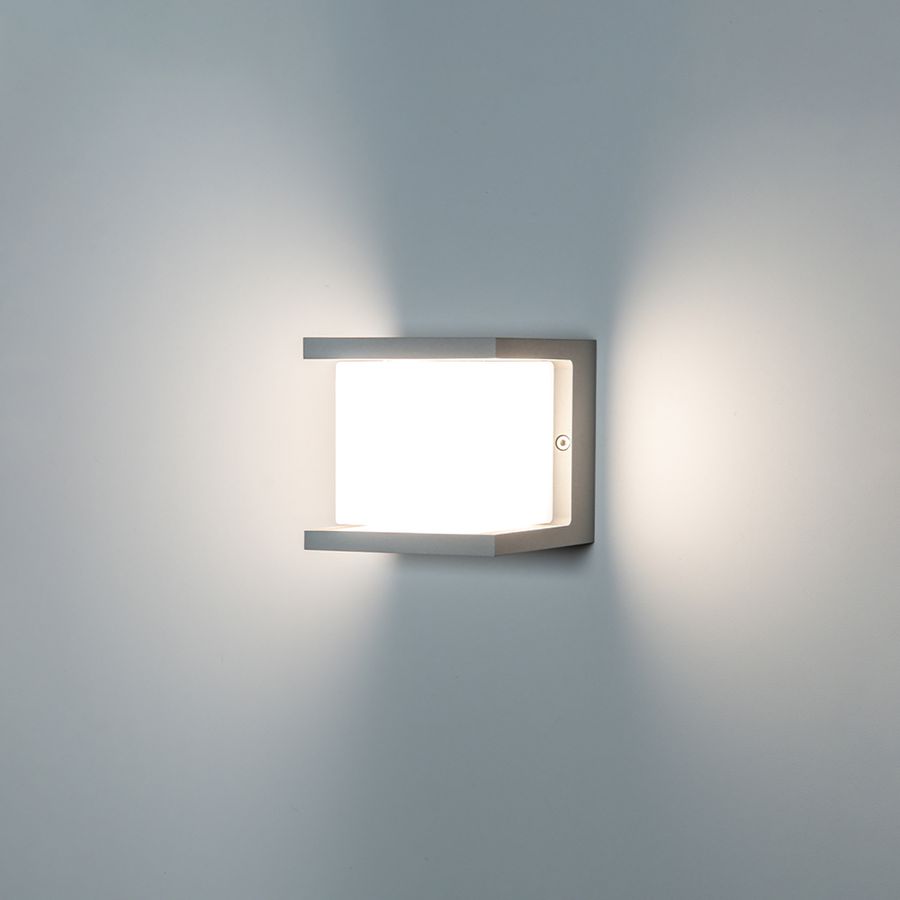 Lampada da parete a LED Cubo - 10W, 900lm, 3000K, IP54, 150°, titan, nicht dimmbar, L=100mm, B=100mm, H=100mm