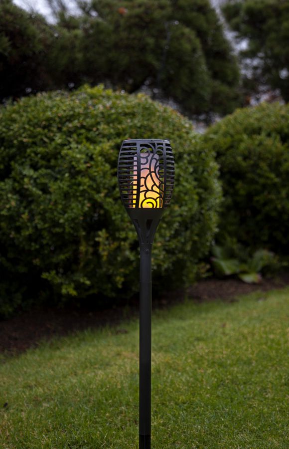 Solar Fackel Flame - Schwarz, Lichtfarbe Gelb