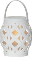 LED Laterne Flame - Outdoor, Weiss, 16cm Höhe, Timerfunktion
