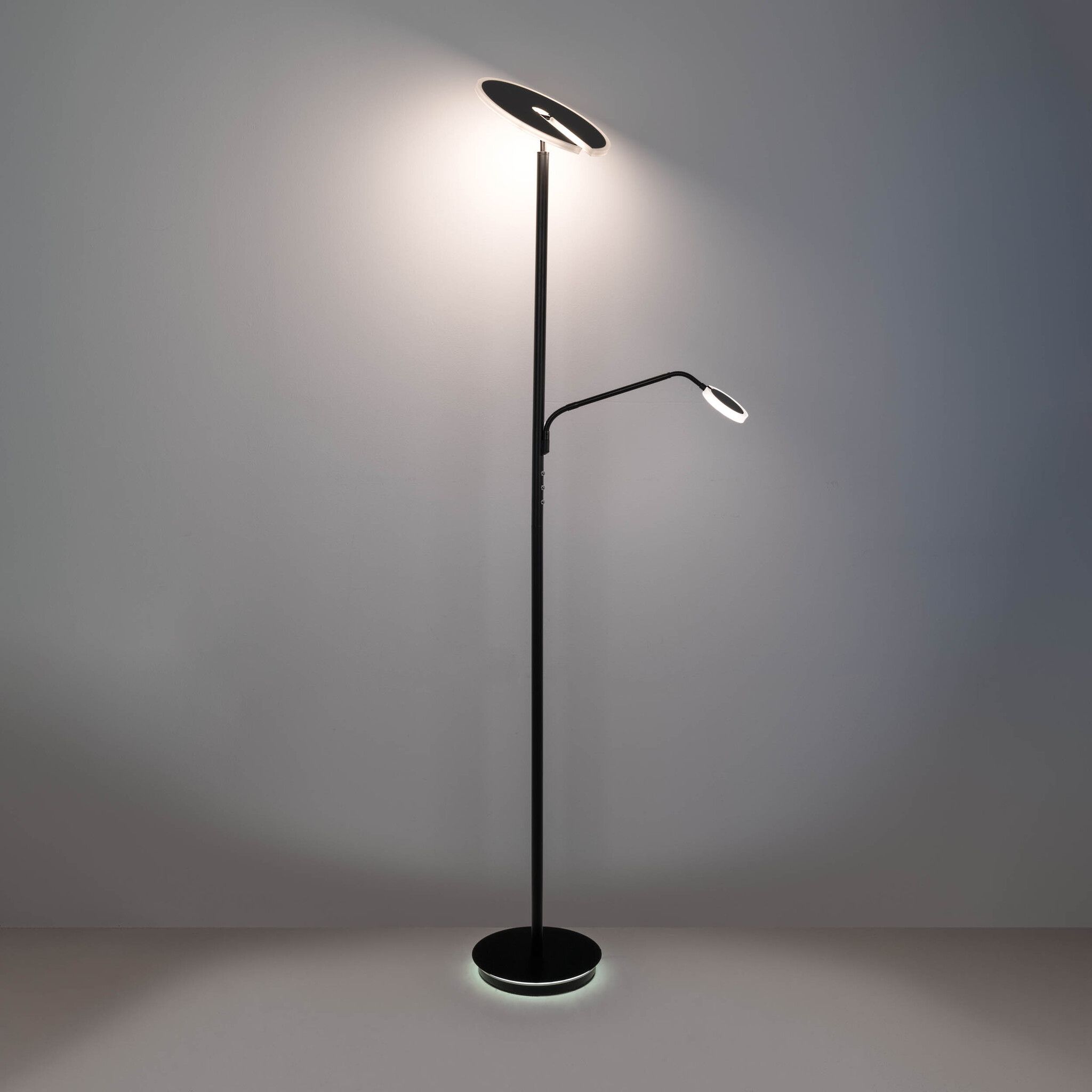 LED-CCT Stehleuchte  SAMIRO  inkl. Lesearm H: 180cm schwarz - IP20, LED-Modul, Schwarz
