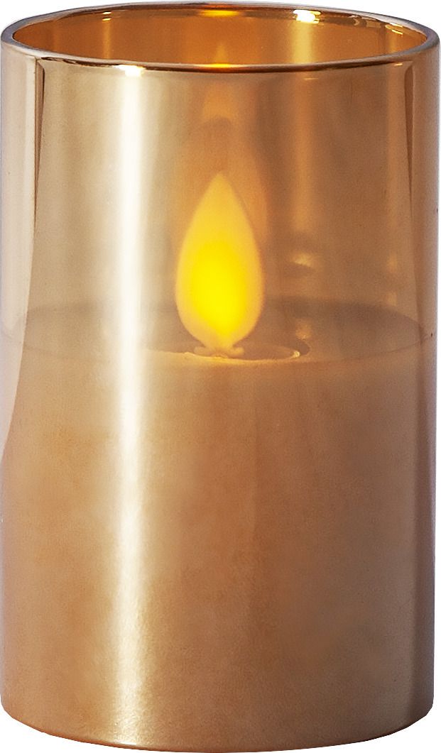 LED Pillar Kerze M-Twinkle - Indoor, Bernstein, 7.5cm Höhe, Timerfunktion