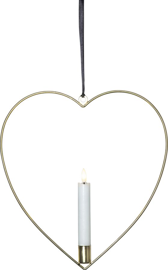 Indoor Dekoration Flamme Heart - Indoor, Messing, 28 cm Höhe, Timerfunktion