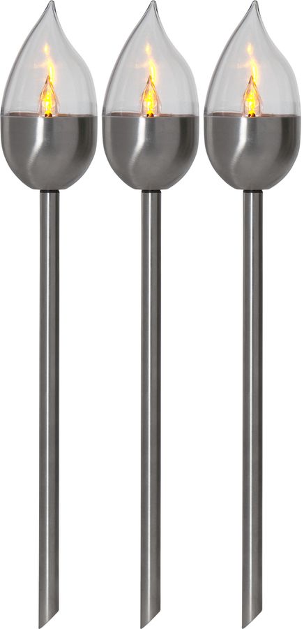 Solar Pollerleucht 3 Pack Olympus - Silber, Lichtfarbe Gelb