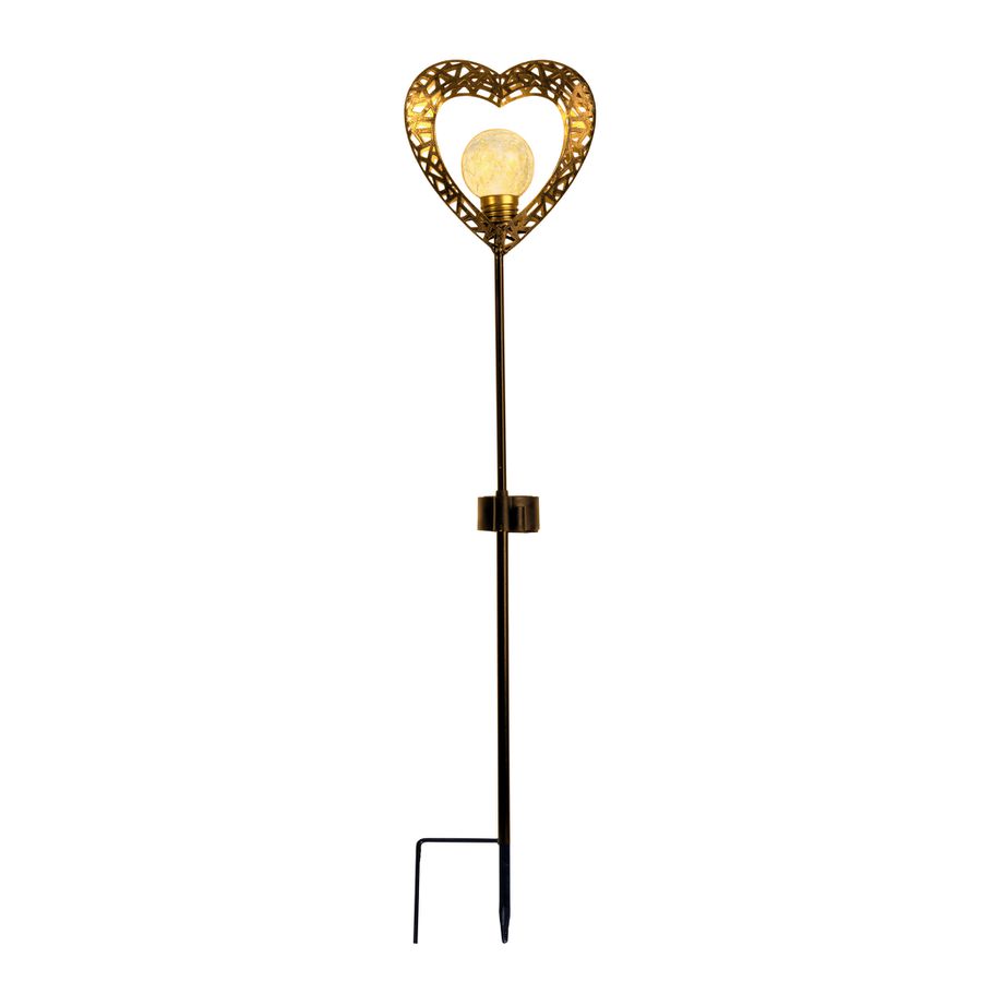 2er-Set LED-Solarleuchte HERZ mit Erdspieß H: 59 cm - IP44, 0.06W, Warmweiss