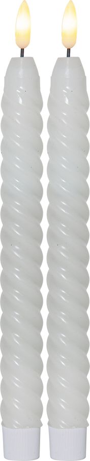 LED Dinner Kerze 2er Pack Flamme Swirl - Indoor, Weiss, 25.00 cm Höhe,  Timerfunktion