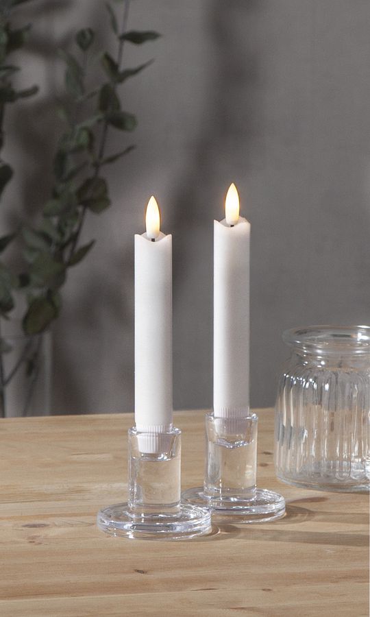 LED Dinner Kerze Flamme - Indoor, Weiss, 15cm Höhe, Timerfunktion