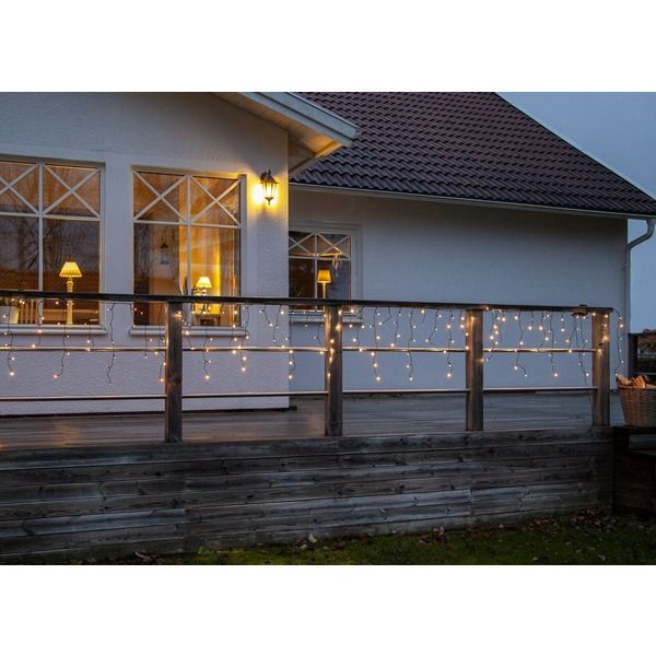 LED crispy white, Icicle Vorhang, 480 LEDs - Schwarz, 3000K, 1190cm x 55cm