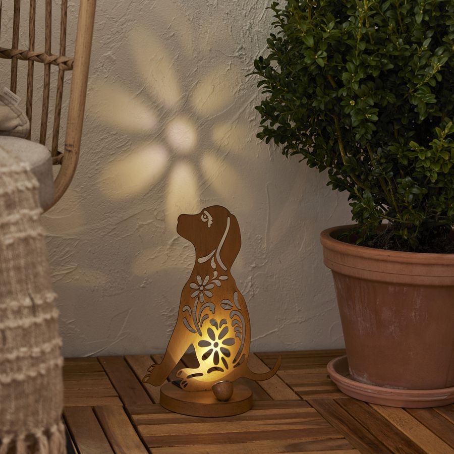 Solar Decoration Oxidog - Indoor, Outdoor, Warmweiss, Rost