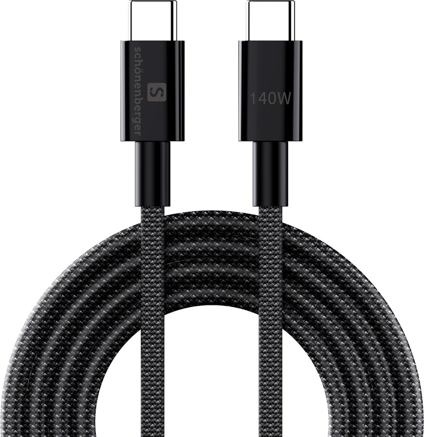 USB-C to USB-C Cable, 140W PD support, 1m, schwarz - 140W USB-C Kabel 1.0m