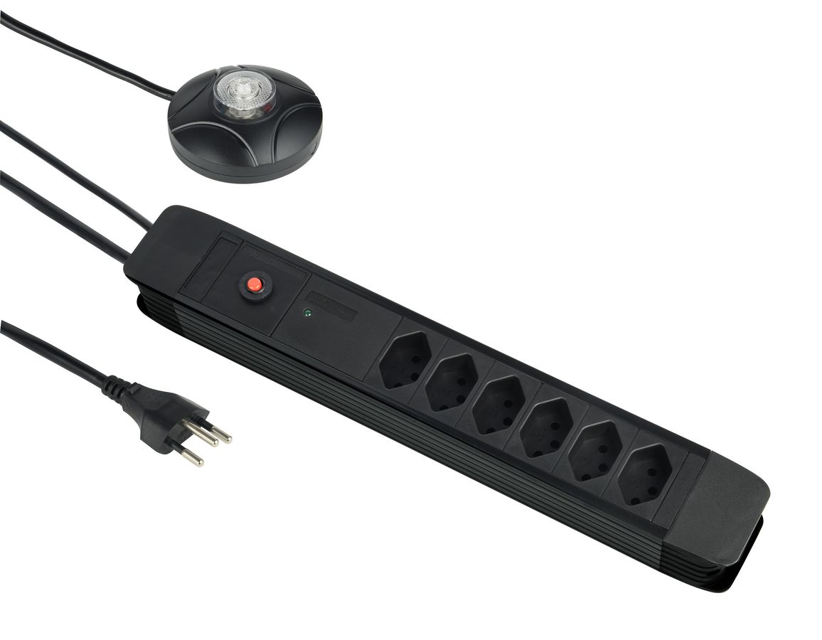 Standard Line Multipresa - 6xT13, 3m Kabel, H05VV-F 3G1mm2, schwarz, kein Kinderschutz, ext. Schalter