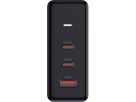 Fast Charger 140W GaN 3-Port - Out: USB-C1: 140W PD, USB-C2: 100W PD, USB-A: 60W inkl. 1.0m 140W USB-C to C Kabel, schwarz