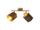 Wand-und Deckenleuchte MARON G (2er Spot) - E14, max. 2x40W, IP20, nickel + braun + gold, nicht dimbar, exkl. Leuchtm., L=460mm, B=120mm,H=207mm