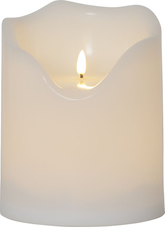 LED Pillar Kerze Flamme Grand - Outdoor, Weiss, 20cm, Timerfunktion