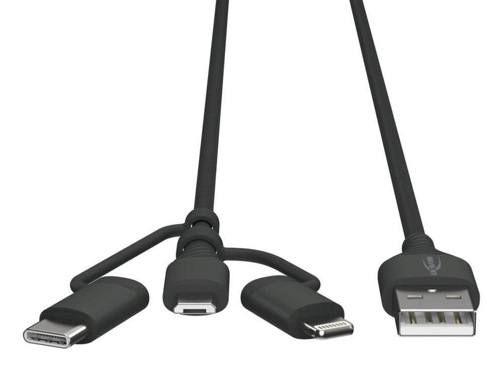 USB 3in1 Daten und Ladekabel 120 cm - USB 3-in-1 Micro/Type-C/ Lightning Daten und Ladekabel, 120cm
