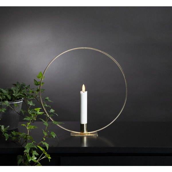 Indoor Decoration Flamme Table - Indoor, Messing, 28cm Höhe, Timerfunktion