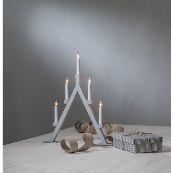 Kerzenleuchter Oliver - IP20, Grau, Warmweiss