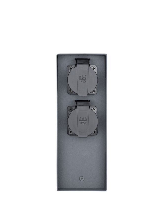 IP55 Energiesäule 4xT13 - 230V AC, max. 10A, 4xT13, IP55, schwarz-matt, rostfrei, Überlastschutz, L=130mm, B=85mm, H=230mm