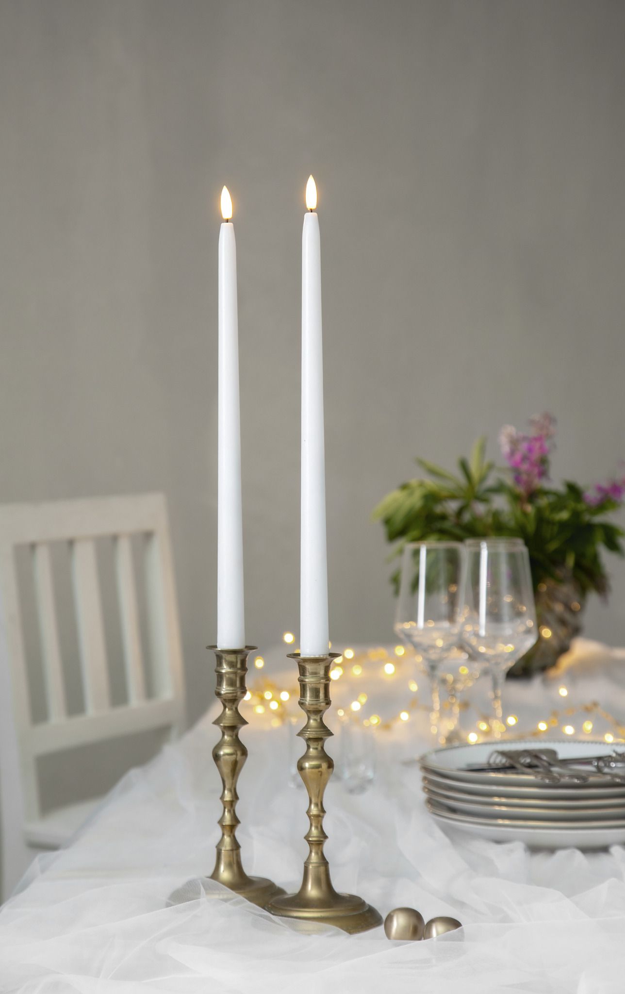 LED Dinner Kerze 2P Flamme Slim - IP20, Warmweiss, 2 LED's