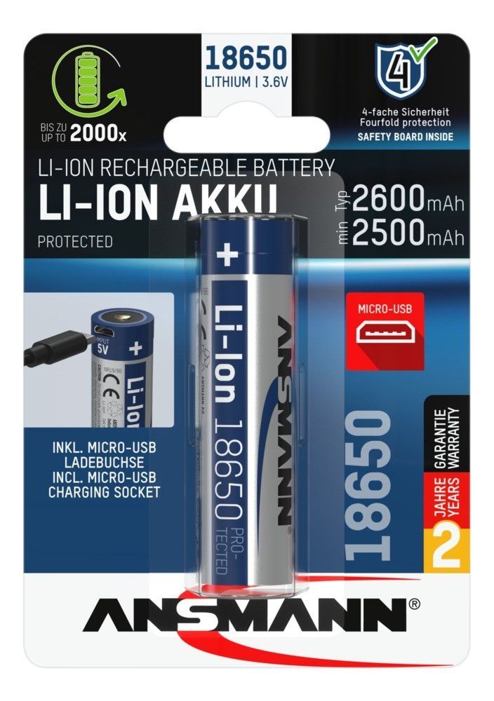 Li-Ion Akku 18650 - Akku Li-Ion, 18650, 3.6V, 2600 mAh