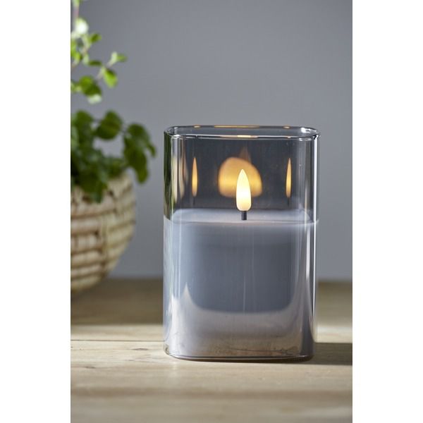 LED Pillar Kerze Flamme - Indoor, Schwarz, 12.5cm Höhe, Timerfunktion
