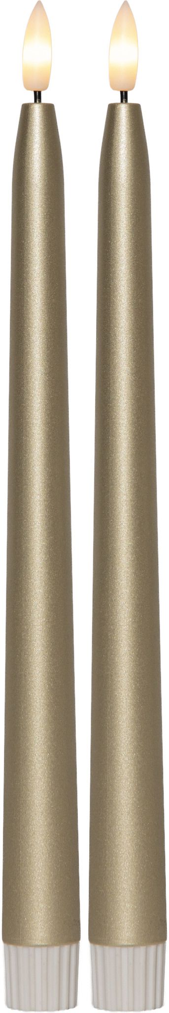 LED Dinner Kerze 2 pack Flamme Metal - Indoor, Gold, 28.50cm Höhe