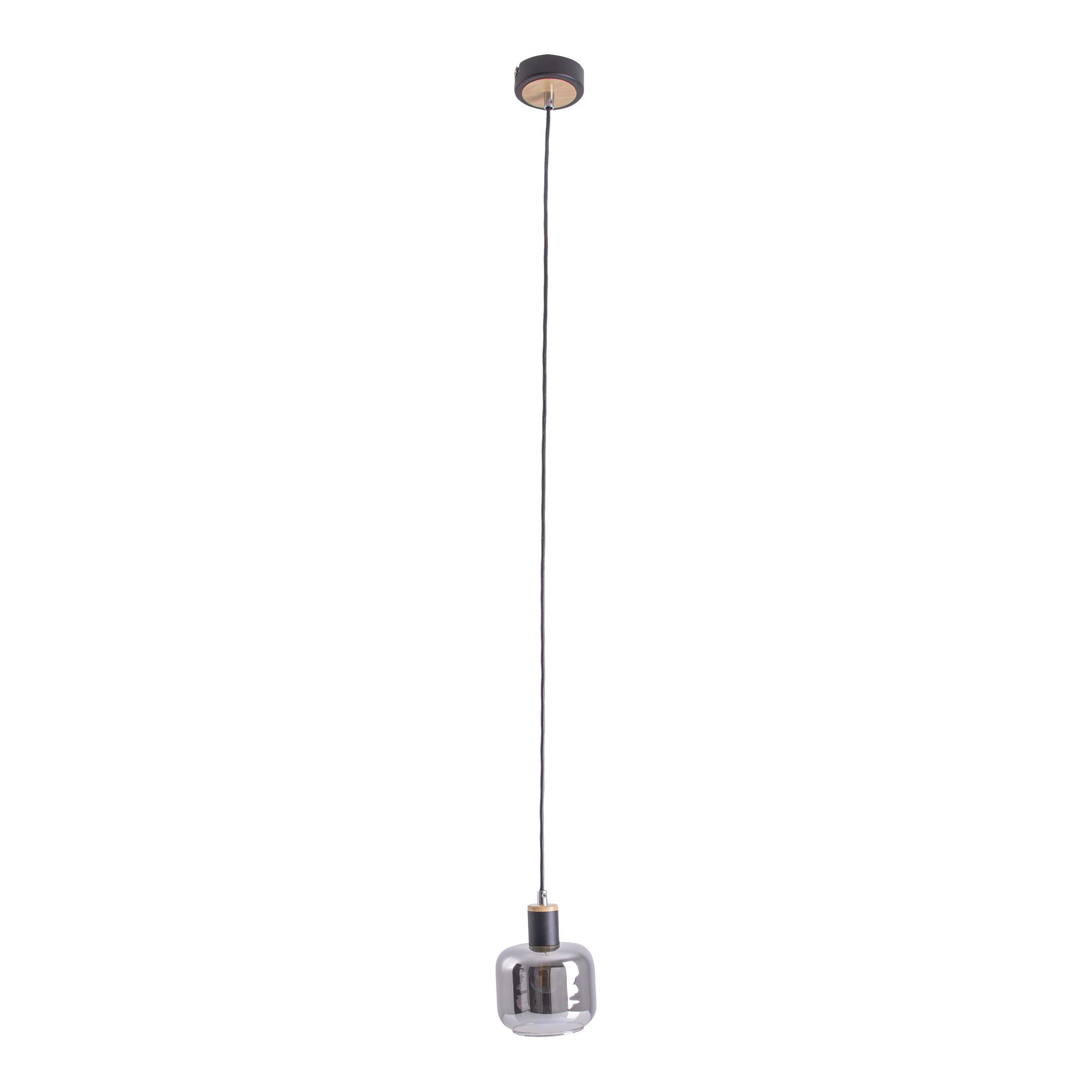 Singel Pendelleuchte FUMOSO - E14, max. 1x40W, IP20, schwarz + holz, nicht dimbar, exkl. Leuchtmittel, D=130mm, H=1200mm