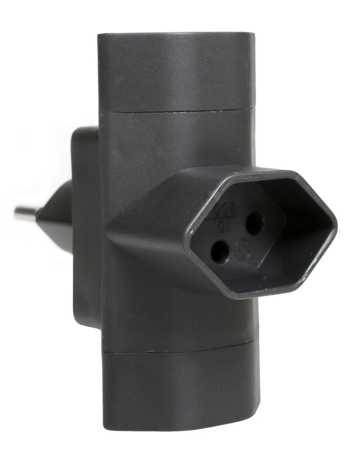 Abzweigstecker 3xT13, schwarz - 3xT13 vertikal, Stecker T12, inkl. Kinderschutz