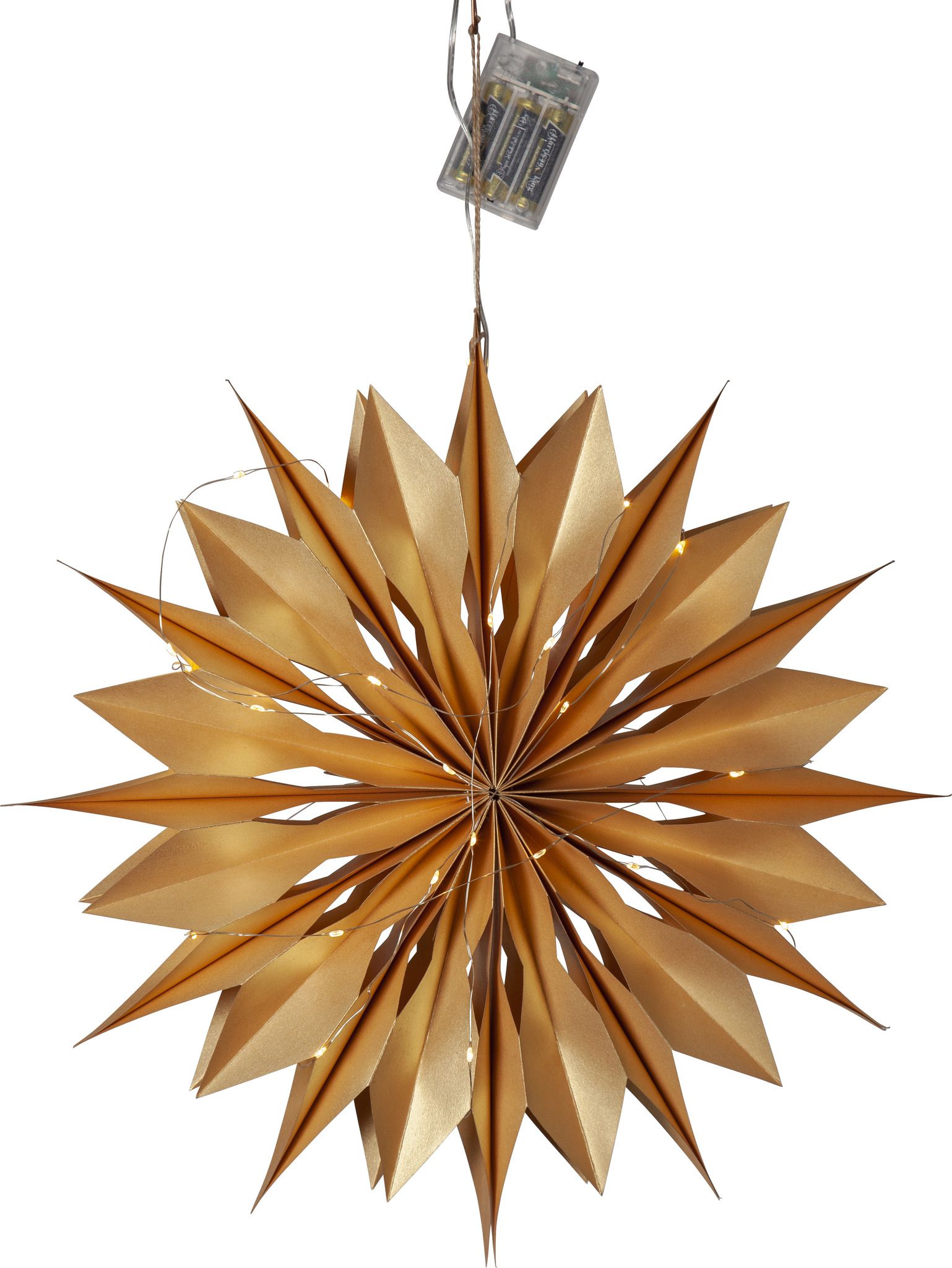 Papierstern Flinga - IP20, Gold, Warmweiss