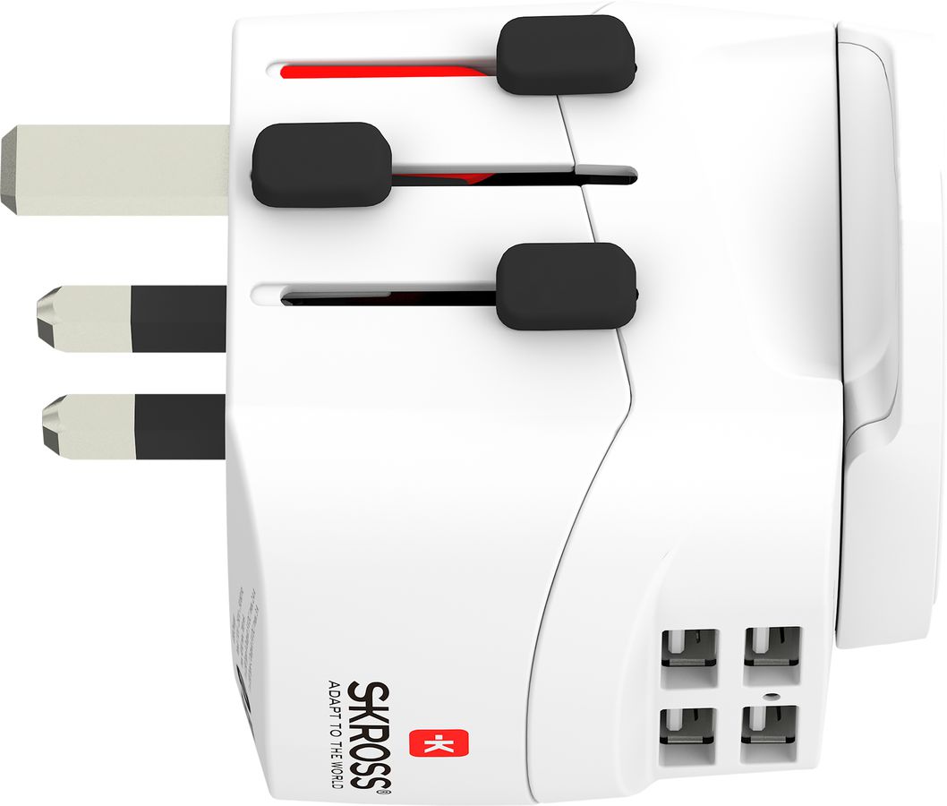 PRO Light USB (4xA) - World - Out: Schuko, UK, USA Typ B, AUS/China, In: CH, IT, Schuko, UK, BRA, USA/Japan, AUS/China