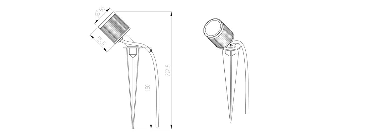Playlight 24V Spot 36° - 24V DC, 5W, lm, 3000K, IP65, 36°, anthrazit, inkl. Spike