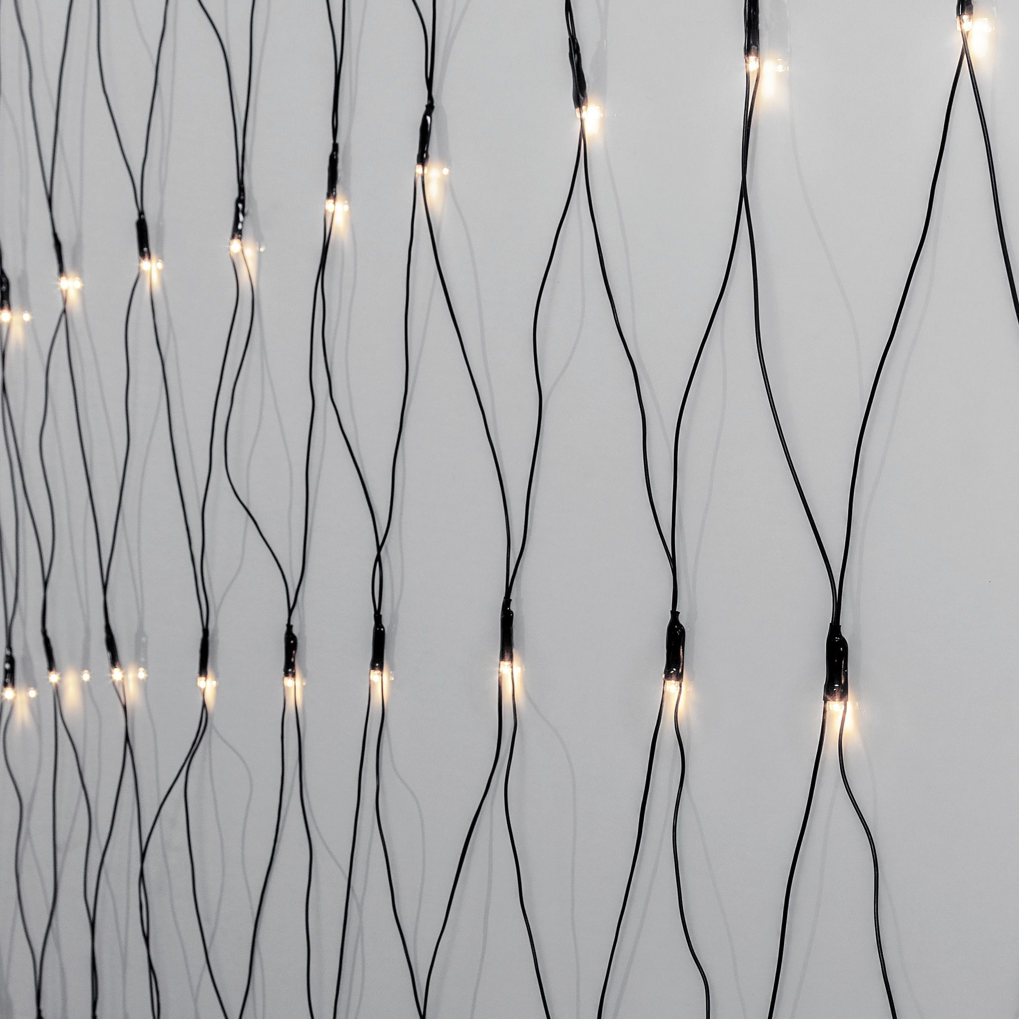 LED crispy white, Lichternetz, 160 LEDs - Schwarz, 3000K, 200cm x 200cm