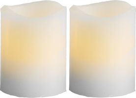 LED Pillar Kerze 2er Pack Wave - Indoor, Weiss, 6cm Höhe, Timerfunktion