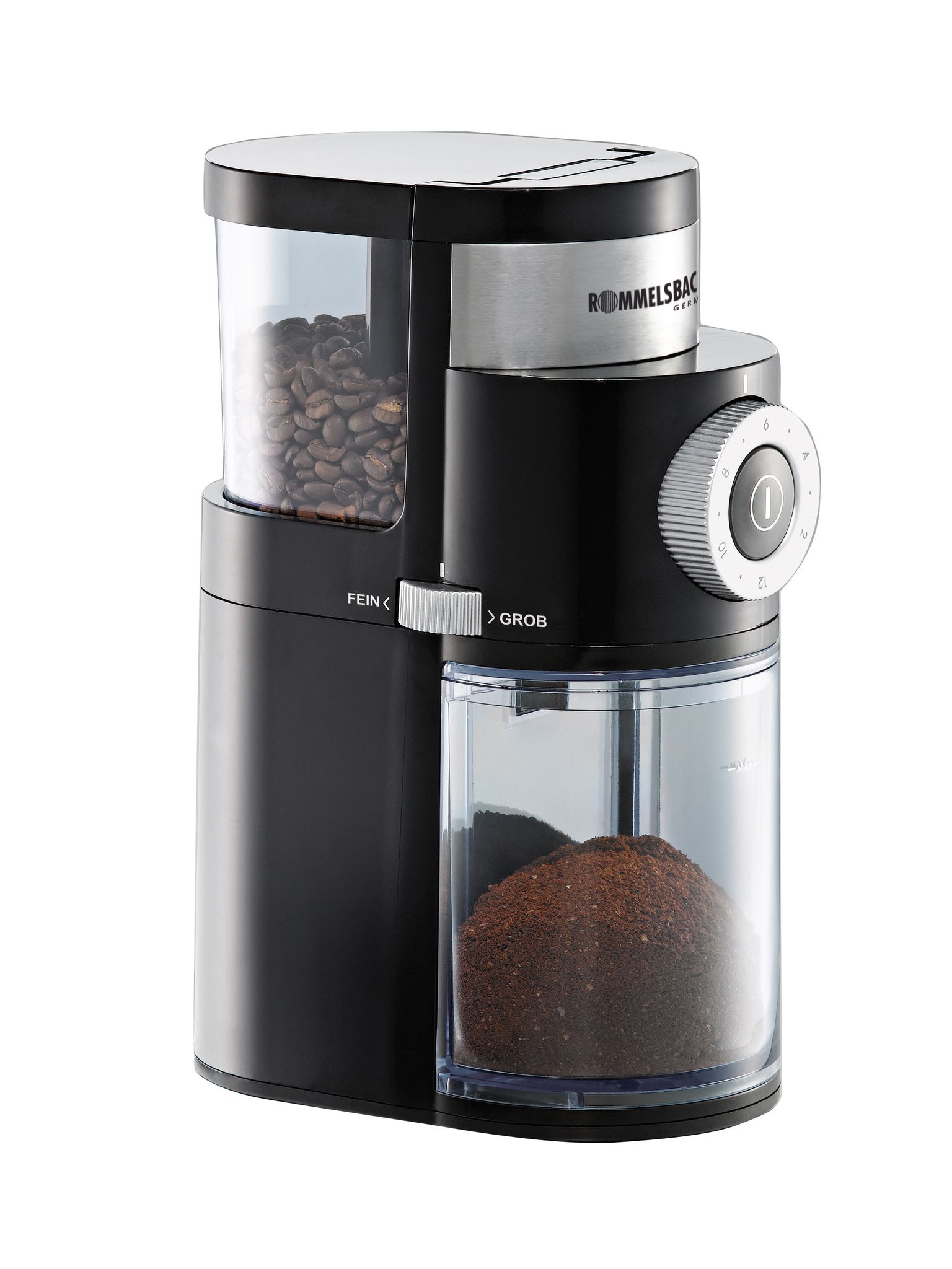 Macinacaffè con macinino a disco EKM 200 - Kaffeemühle mit Scheibenmahlwerk , Schwarz, 110W