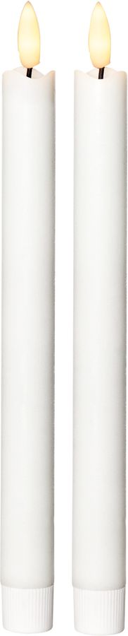 LED Dinner Kerze 2er Pack Flamme - Indoor, Weiss, 25cm Höhe, Timerfunktion