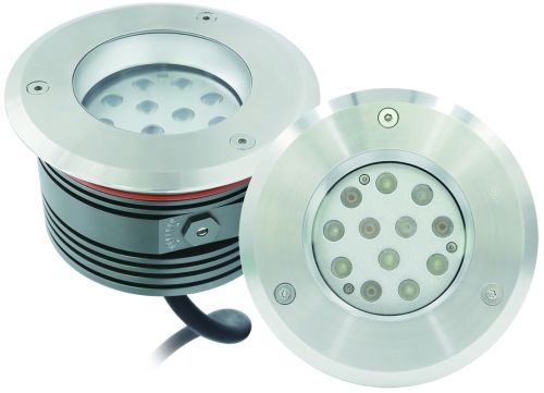 Spot encastré à LED orientable MAXI-RL - 24V DC, 12W, 960lm, 2700K, IP67, schwarz/edelstahl, dimmbar