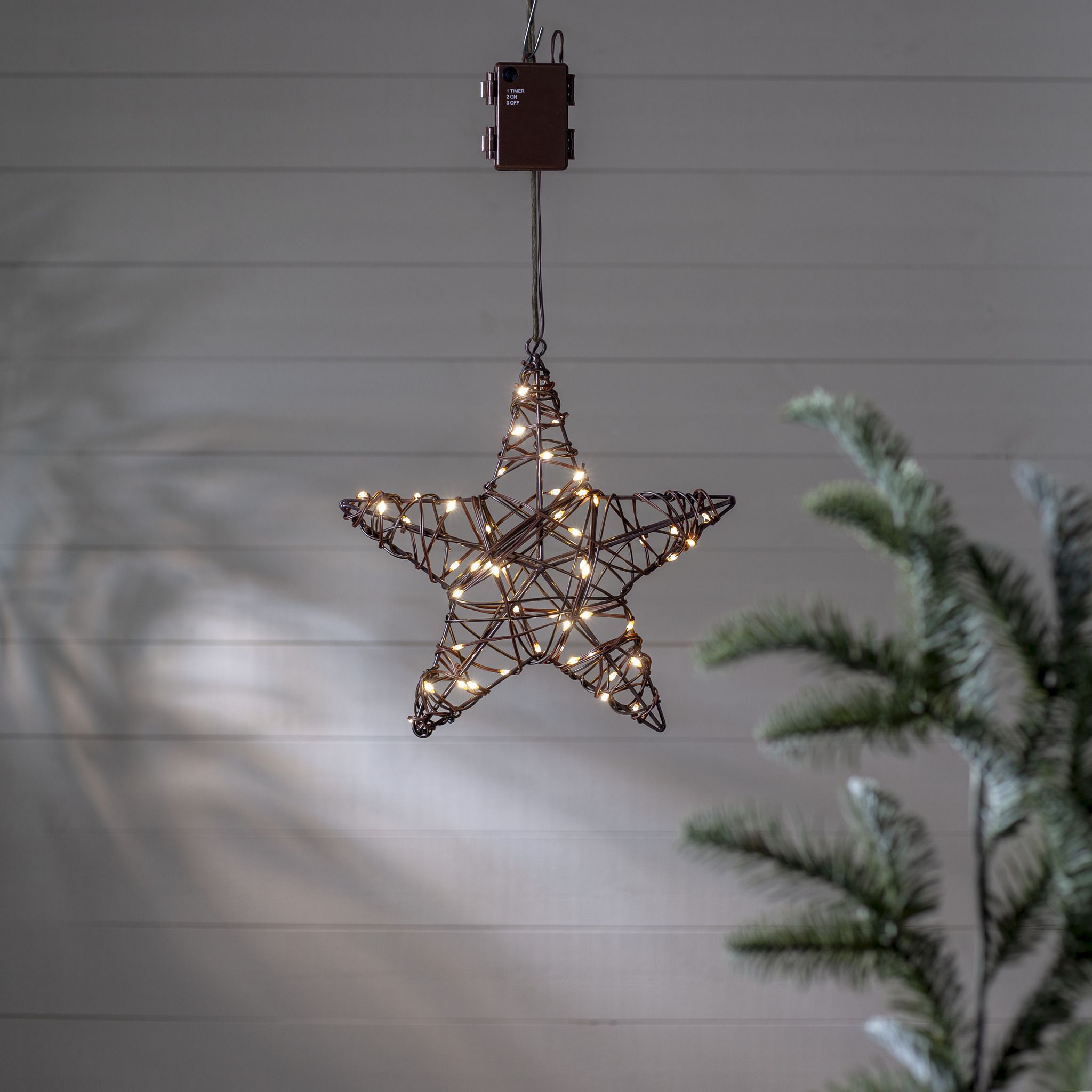 Outdoor Decoration Vicke Star 30cm - Indoor, Outdoor, Warmweiss, Braun
