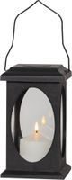 Laterne Flamme - Outdoor, Schwarz, 23cm Höhe, Timerfunktion