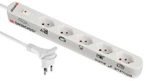 Home Station - 5x Typ 13, Flachstecker Typ 12 mit Lasche, 1.5m Kabel, inkl. Überlast-Schalter