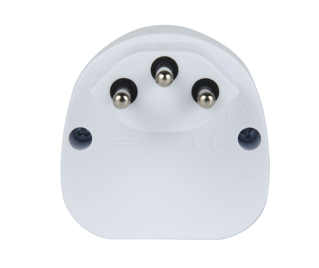 Reiseadapter World to Switzerland, weiss - Out: CH In: IT, BRA, UK, USA/Japan Typ A/B, AUS/China
