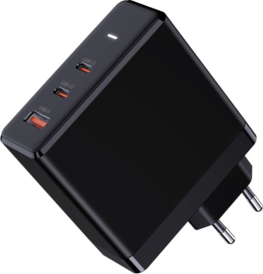 Fast Charger 140W GaN 3-Port - Out: USB-C1: 140W PD, USB-C2: 100W PD, USB-A: 60W inkl. 1.0m 140W USB-C to C Kabel, schwarz