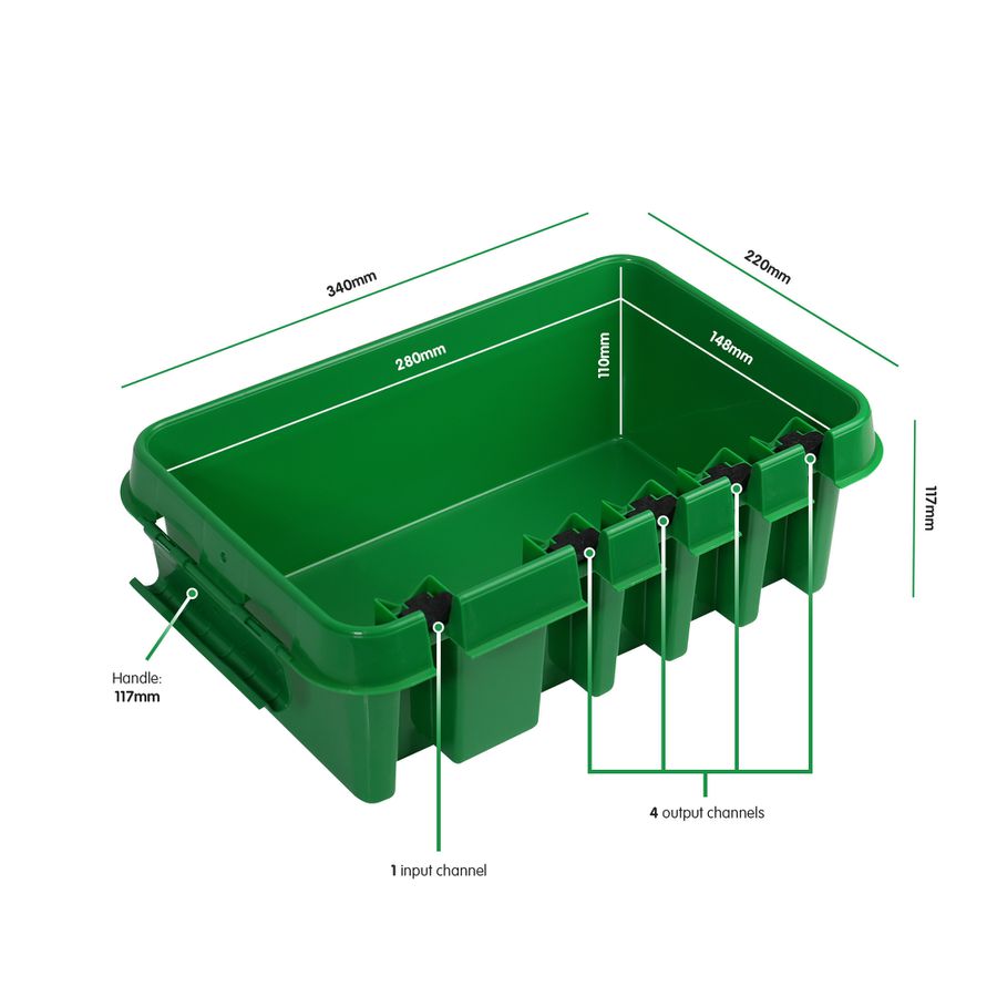 Pulvérisation par câble DRI BOX, médium - Kunststoff, grün, IP55, 5x Kabeleinführung  mit Zugentlastung, L=285mm, B=150mm, H=110mm