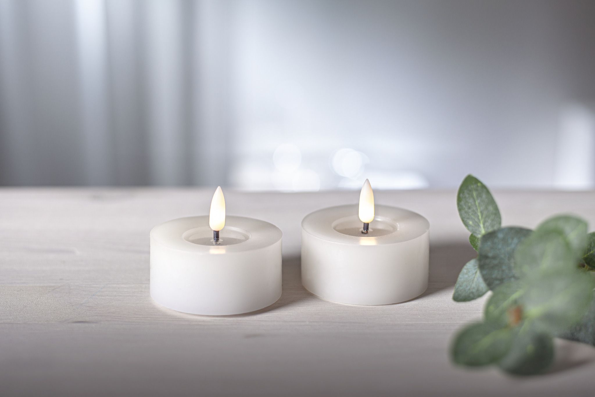 LED Teelicht 2 Pack Flamme Flow - Indoor, Weiss, 5.5cm  Höhe, Timerfunktion