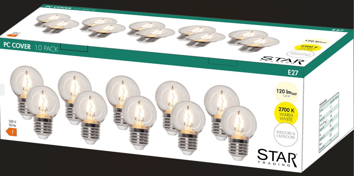 LED Leuchtmittel E27 G45 Outdoor Lighting - E27 10er Set warmweiss 120Lm