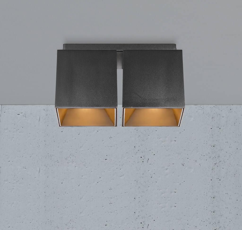 Anbauspot ETHAN - GU10 (exkl.), max. 2x10W (LED), IP20, schwarz-matt, dim. optional, L=105mm, B=216mm, H=120mm